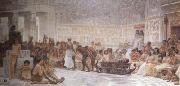 Alma-Tadema, Sir Lawrence Edwin Long,An Egyptian Feast (mk23) oil on canvas